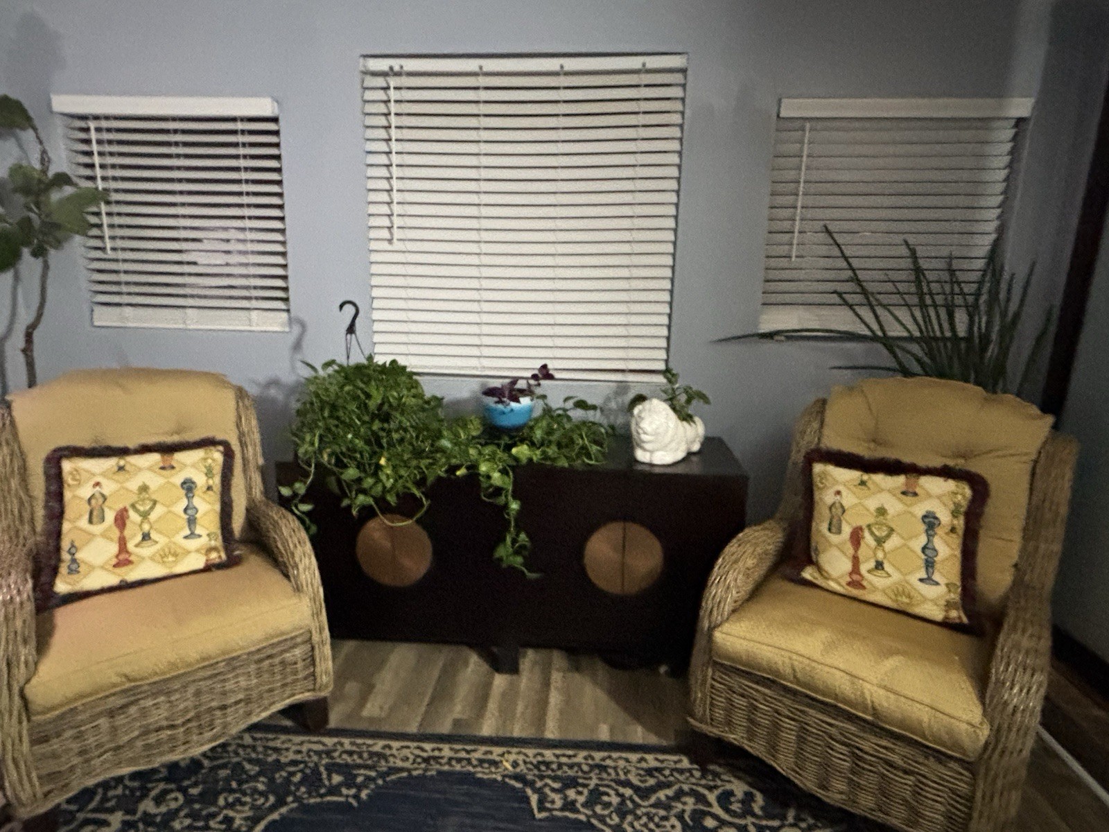 Rattan Wicker Chairs W/ Custom Cushions