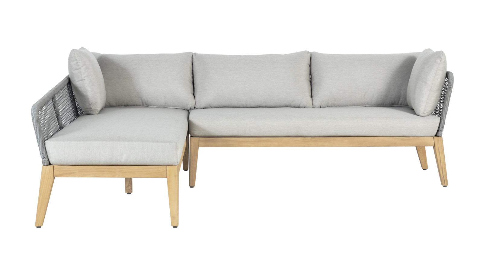 Cypress Teak Wood 2-piece Left Arm Chaise Outdoor Sectional – Gray Chaise and c