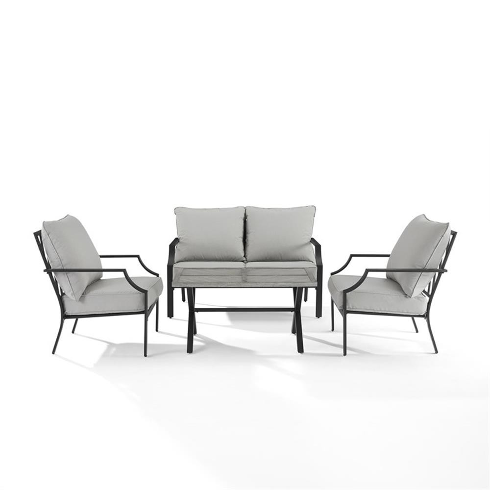 Crosley Furniture Otto 4-Piece Modern Metal Conversation Set in Gray/Matte Black