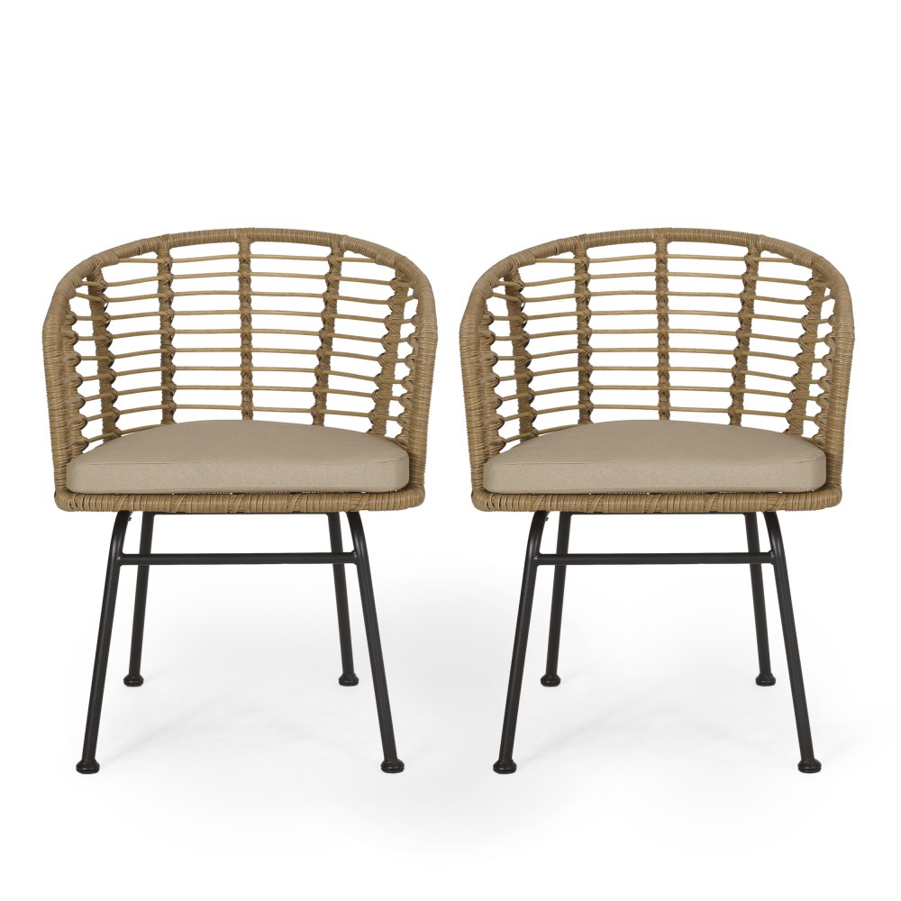 Chair(Brown+Beige) Modern Tub Design Water Resistant Cushions for Outdoor Space