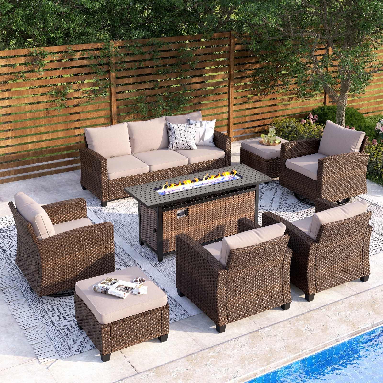8PCS Rattan Patio Furniture Set Outdoor furniture Set Patio Conversation Set