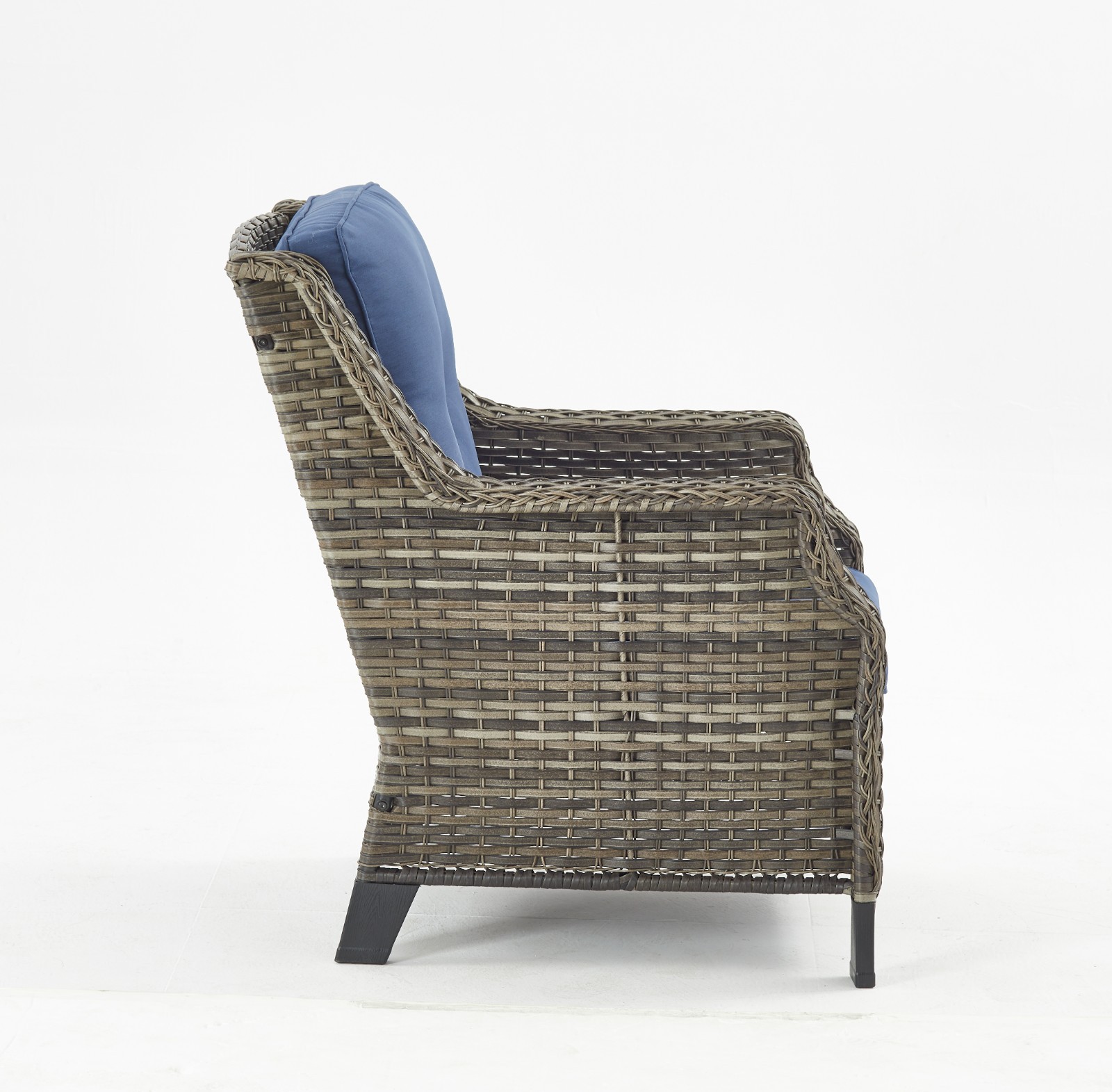 3-Piece Patio Conversation Set, Brown Wicker Sofa with Swivel Chairs & Ottomans