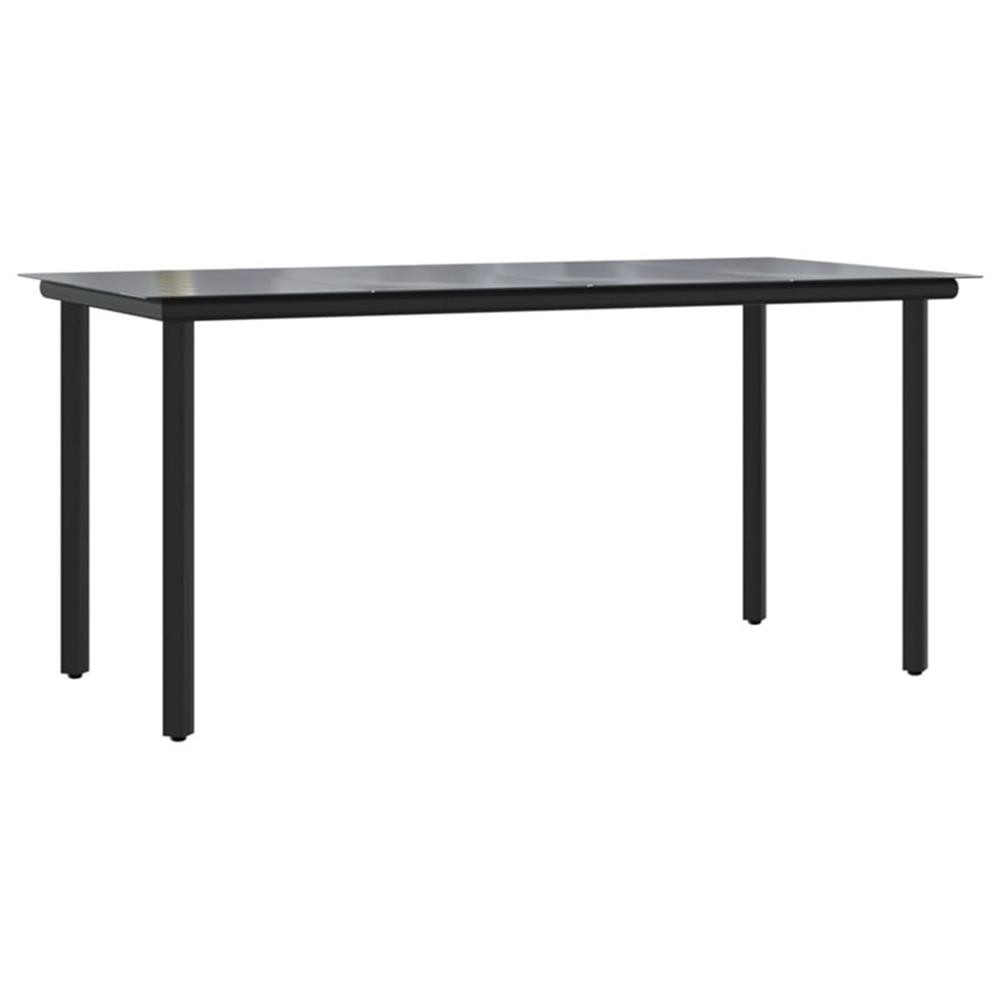Bowery Hill Garden Dining Set Table – Black/Chairs – Brown/Cushions – Dark Gray