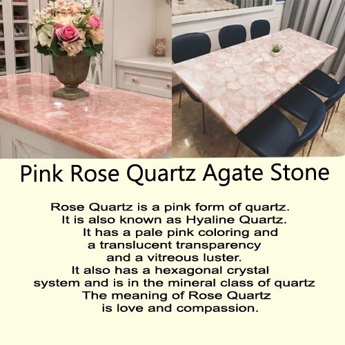 Elegant Rose Quartz Round Coffee Table – Handmade Gemstone Center Table