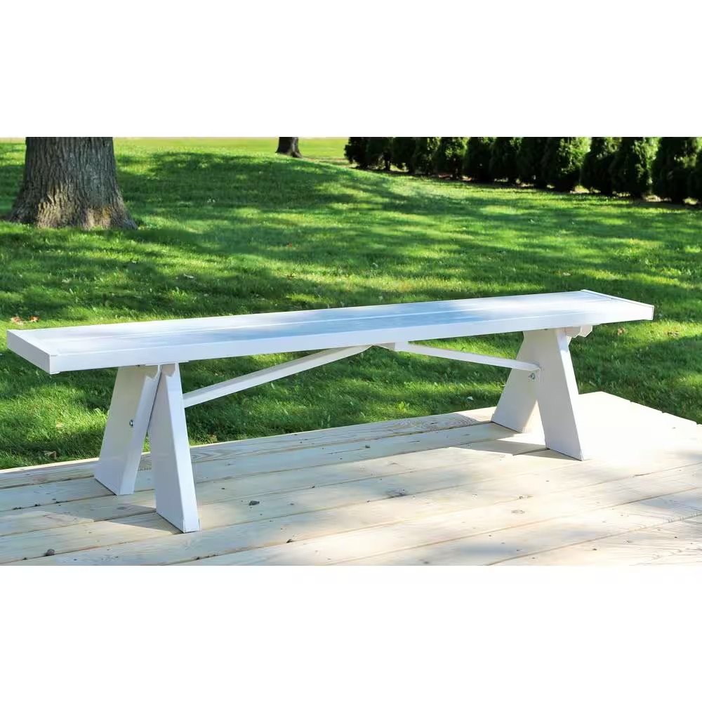 White Vinyl 6 Ft. Plastic Outdoor Patio Bench