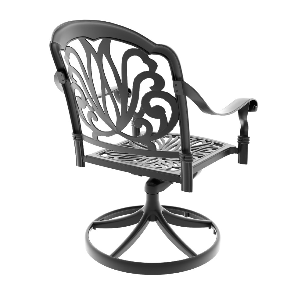 2 Pcs Cast Aluminum Swivel Patio Chairs – Black Frame & Brown Cushions