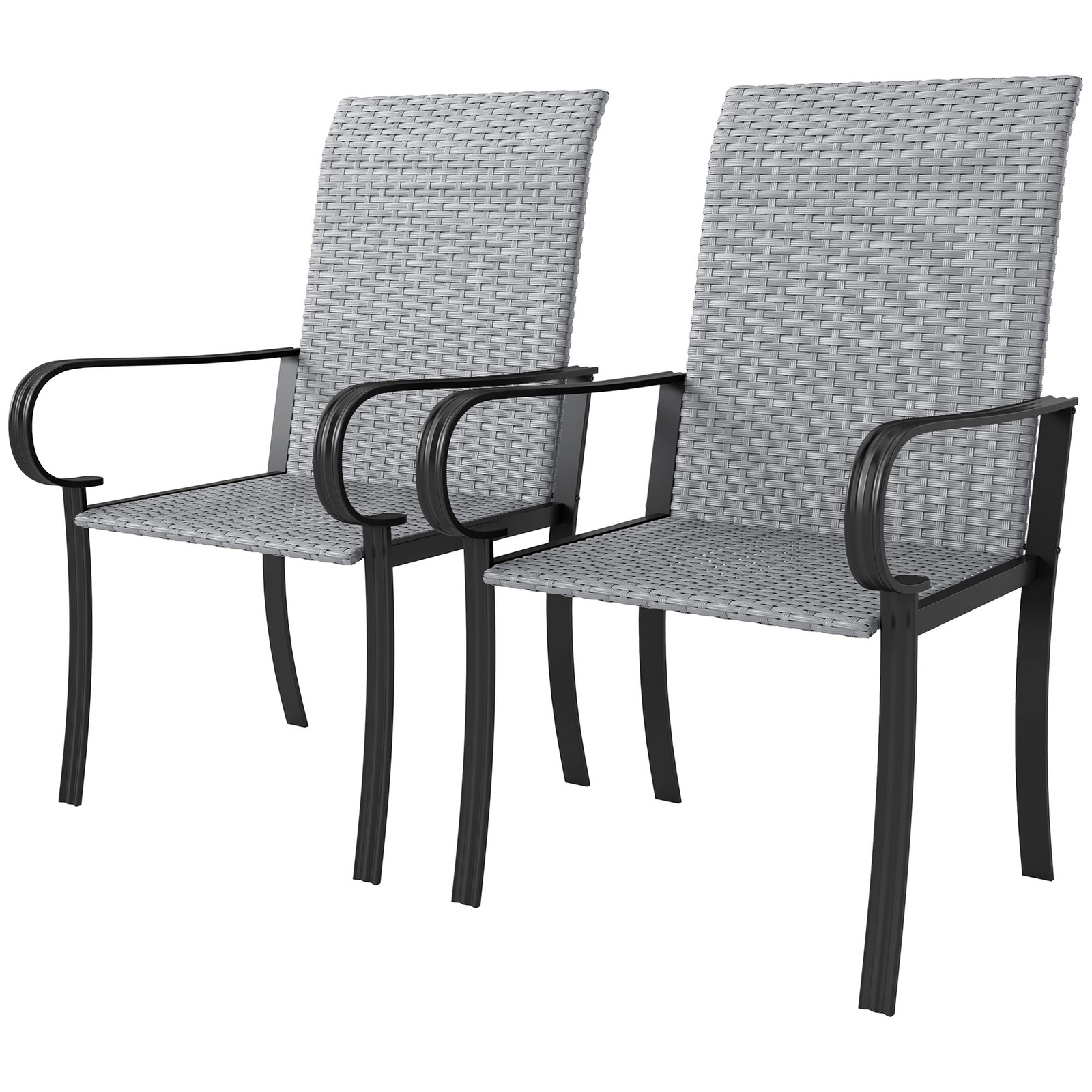 Gray PE Rattan Rocking Chairs, 2-Piece Set, 265 lbs. Capacity