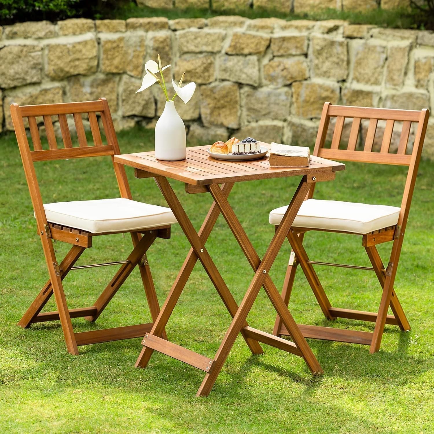 Robust 3-Piece Bistro Set – Heavy Duty Outdoor Furniture with Cushions, 400lbs
