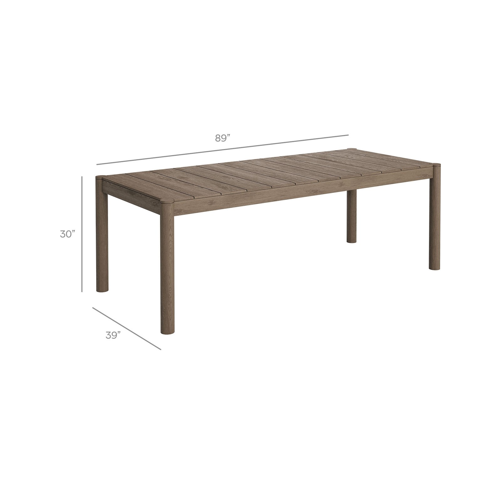 Eleni 89-Inch Outdoor Patio Teak Wood Dining Table in Weathered Gray