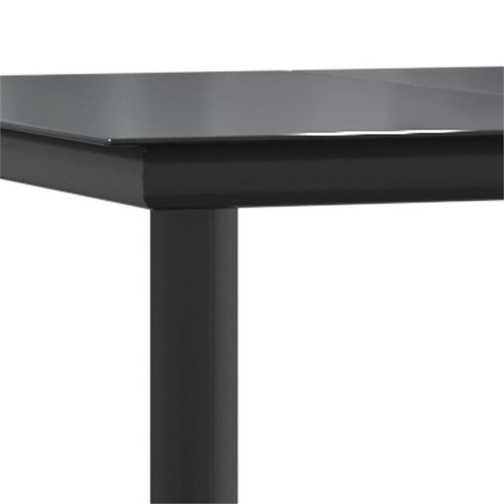 Bowery Hill Garden Dining Set Table – Black/Chairs – Brown/Cushions – Dark Gray