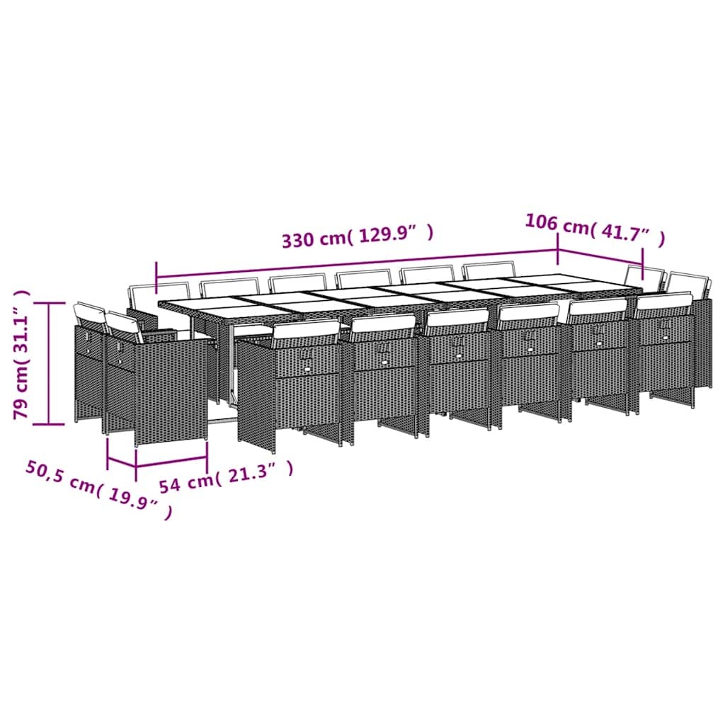 Garden Dining Set Black and Brown vidaXL