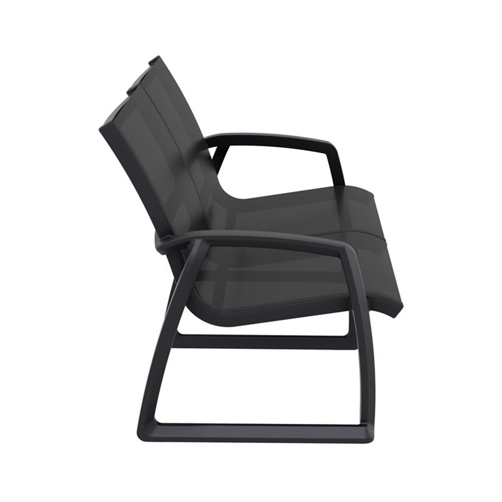 Compamia Pacific LoveSeat with Arms Black Frame Black Sling