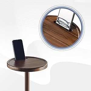 Drink Table, 22″ Tall pact Side Table with Pe Slot and