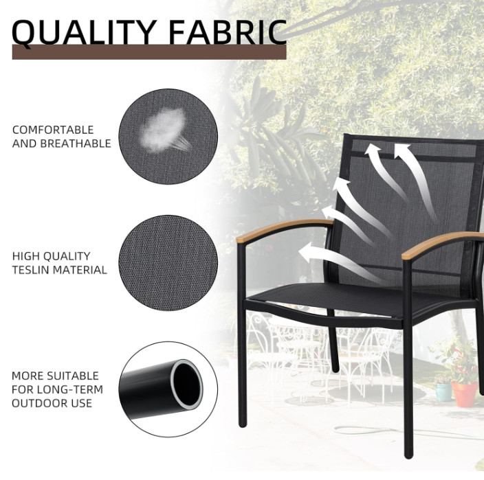 Shintenchi 3PC Patio Bistro Set Textilene Outdoor Chairs Table