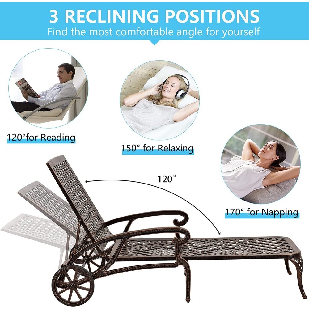 Chaise Lounge Chair Outdoor, Poolside Lounger Aluminum Tanning Chair