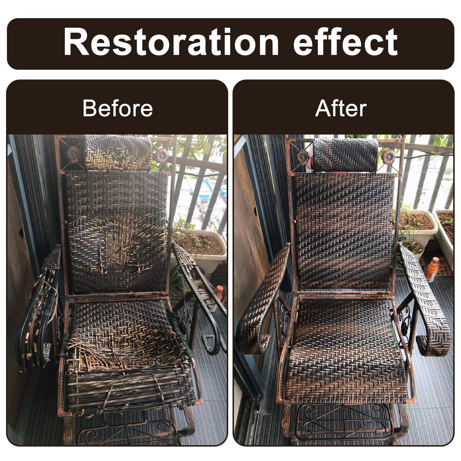 Brown Woven Rattan, Plastic PE Wicker Repair Material for Garden Chair Coffee…