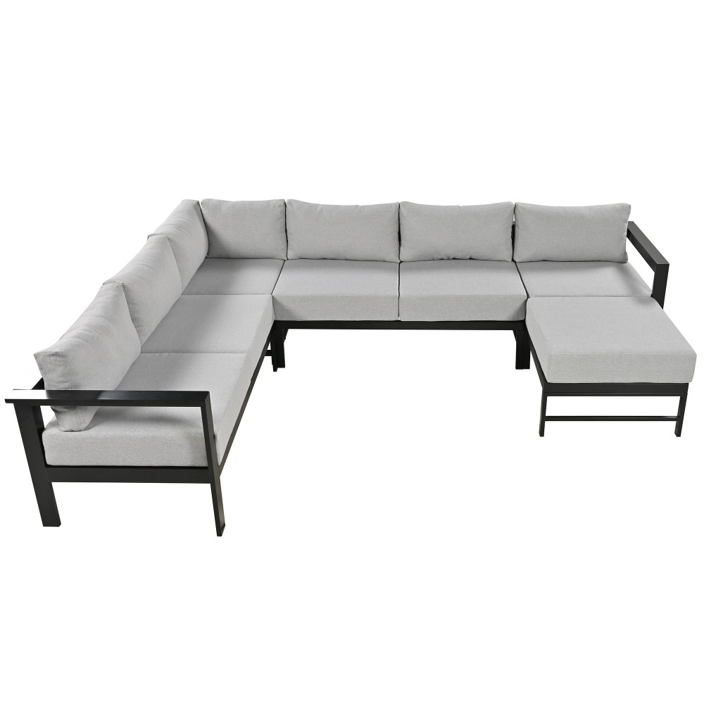 Outdoor U-Shaped Sectional Sofa Set, Patio Furniture w/ Thick Cushions