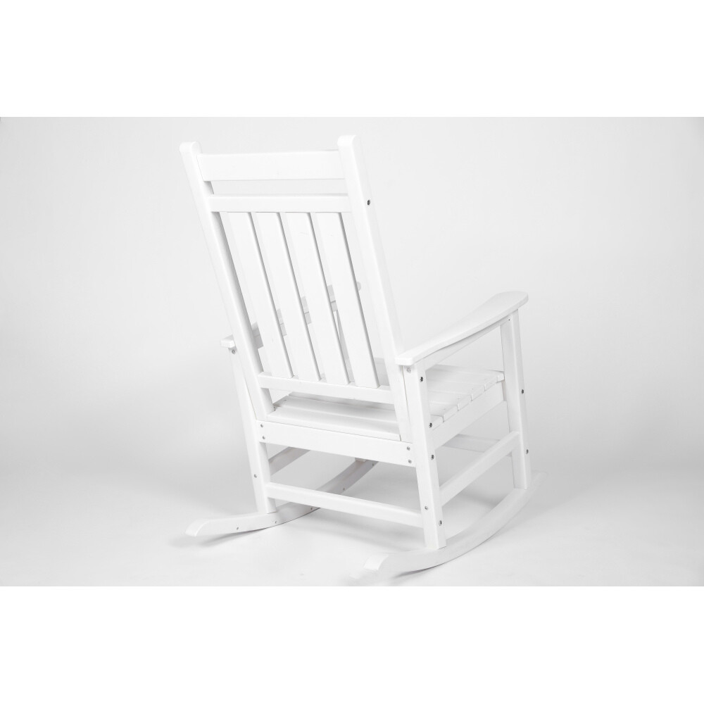 All Weather Rocking Chair Set with Side Table, 3-Piece Rocking Chair Set, White