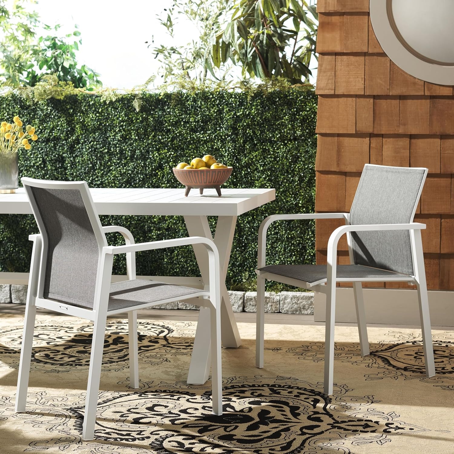 Dexter White Outdoor Patio Armchair Set of 2 – Fully Assembled Comfort