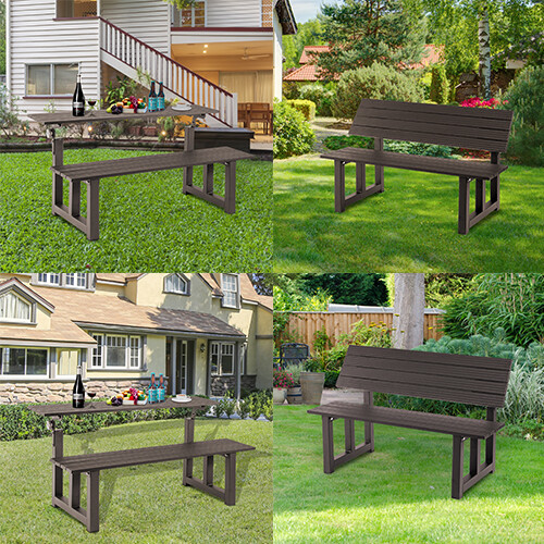 TECSPACE Aluminum 2-colour All-in-one Table&Bench for Park Garden Patio Lounge