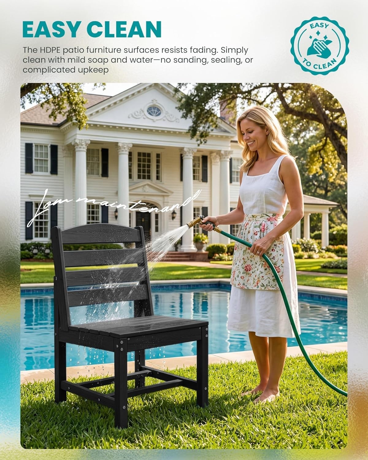 SERWALL Patio Dining Sets for 6 Person, HDPE Dining Set with 6 Armless Chairs