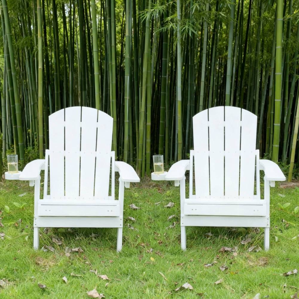 Foldable Patio Lounge Chair w/ Ottoman, Cup Holder & Adjustable Back