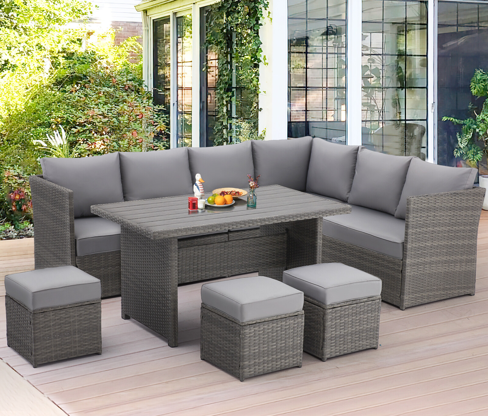AECOJOY 7 Pieces Patio Furniture Set Outdoor Sectional Sofa Garden Rattan Sets