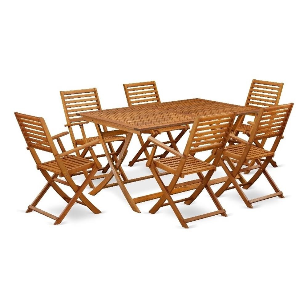 AEBS7CANA – Outdoor Table with 6 Outdoor Patio Armchairs- Natural Oil Finish