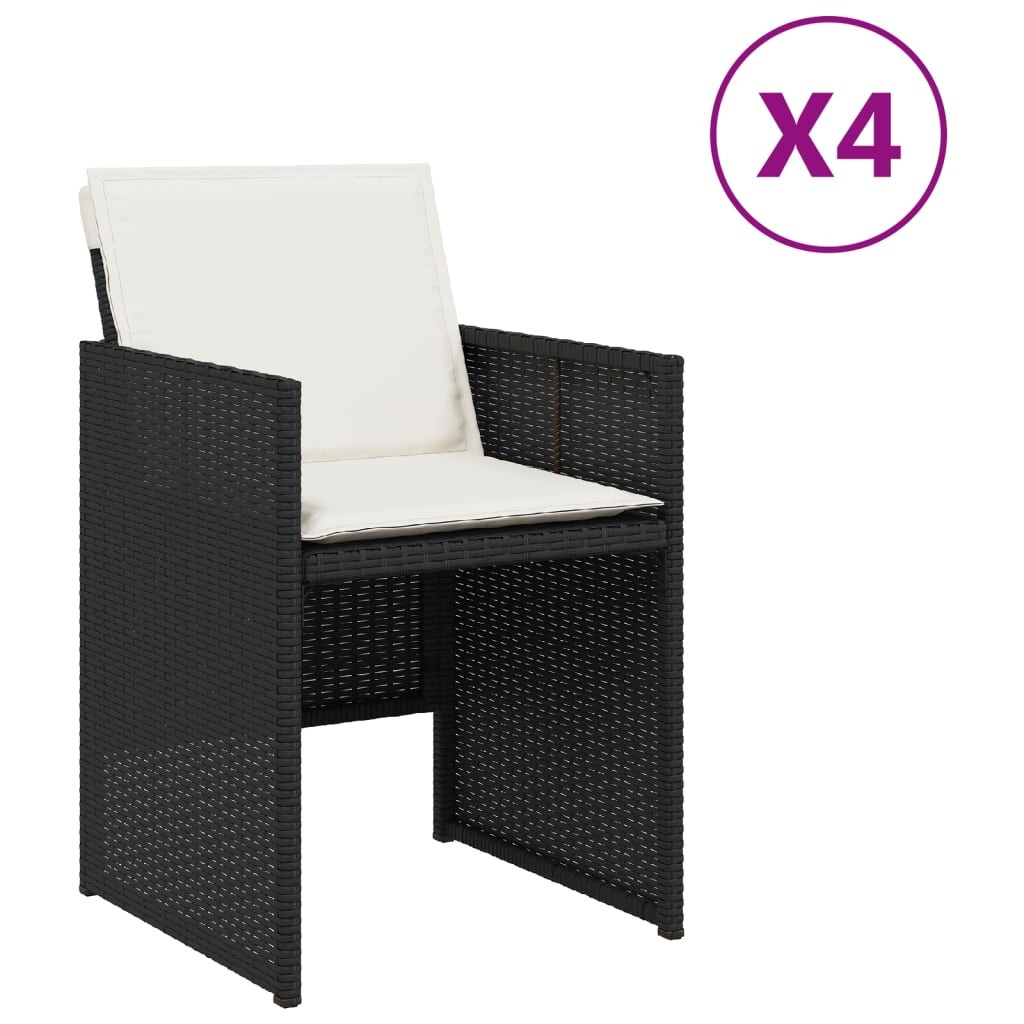 Patio Chairs with Cushions Outdoor Furniture 4 Pcs Black Poly Rattan vidaXL