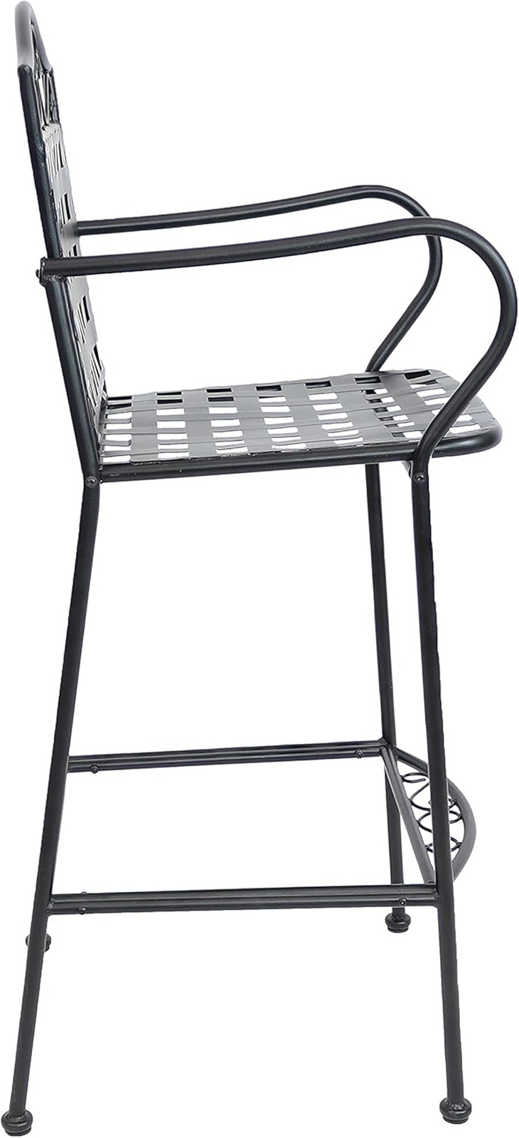 Sunnydaze 47.5-Inch H Wrought Iron Outdoor Bar Chairs with Scrolling Design – Se