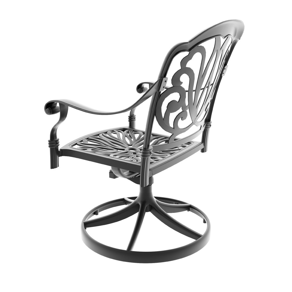 2 Pcs Cast Aluminum Swivel Patio Chairs – Black Frame & Brown Cushions