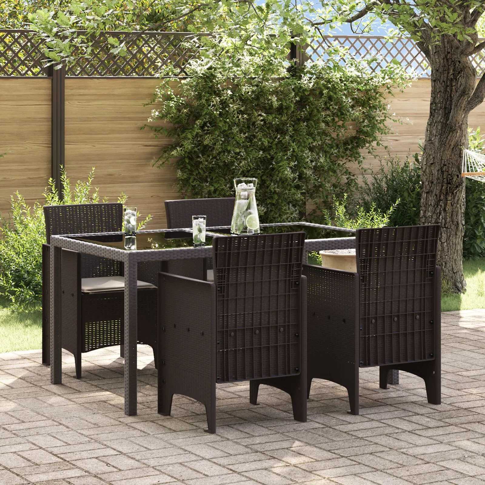 Garden Chair 4 pcs Brown Polypropylene