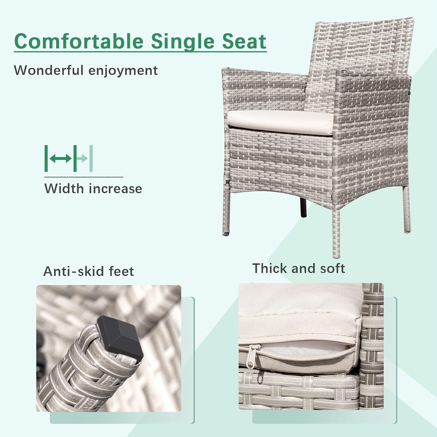 Patio Furniture 4 Pieces Conversation Sets Outdoor Wickerr Rattan Chairs Garden