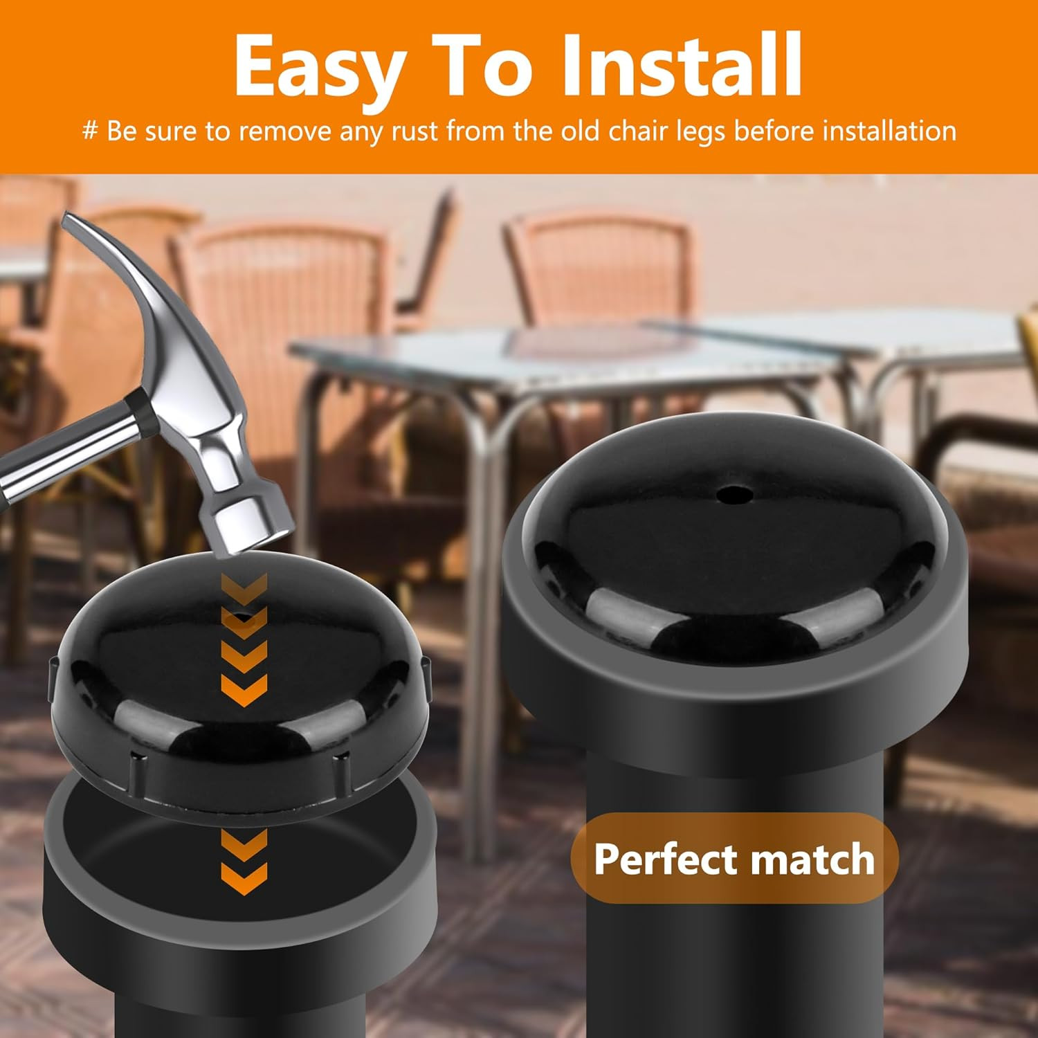 24-Pack 1.5″ Round Wrought Iron Patio Furniture Feet Caps for Outdoors