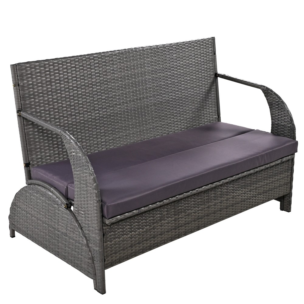 Versatile Outdoor Loveseat 2 Seats Sofa Convert to 4 Seats & Table Garden & Lawn