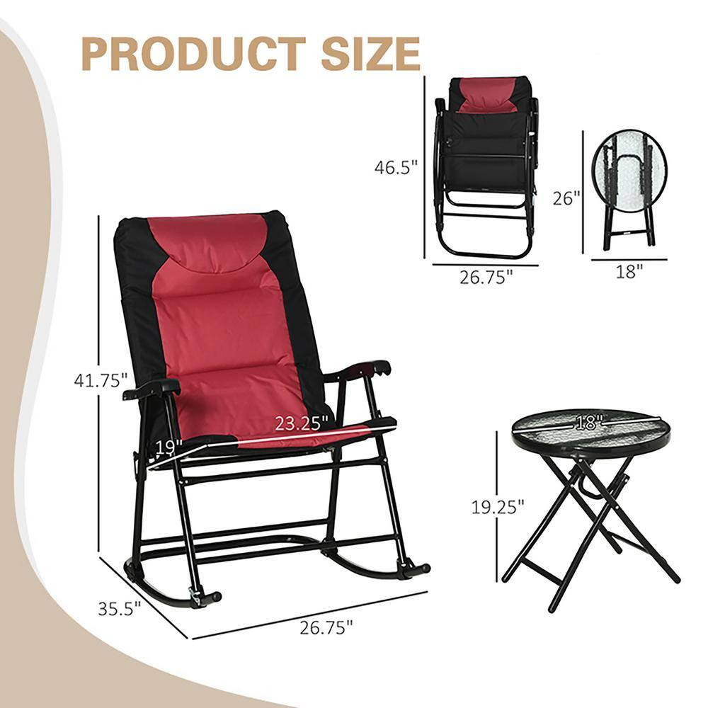 Red 3-Piece Metal Outdoor Bistro Set