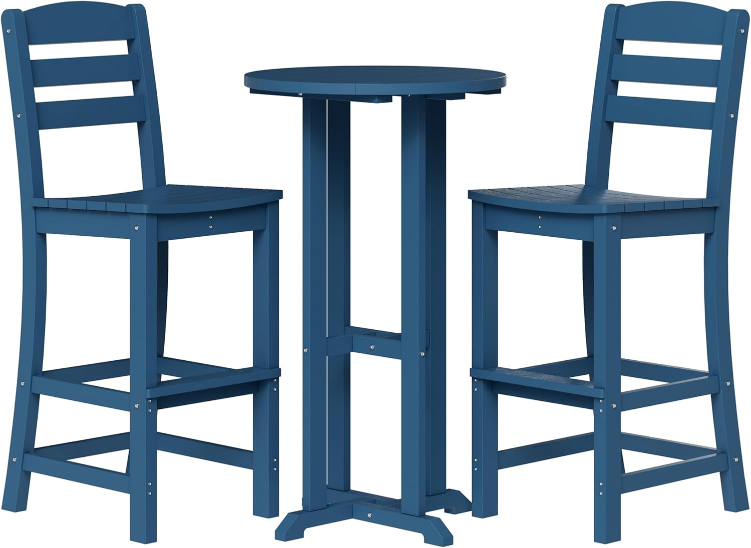 3 Pieces Outdoor High Top Bar Set, 1 Patio High Top round Table and 2 Bar Height