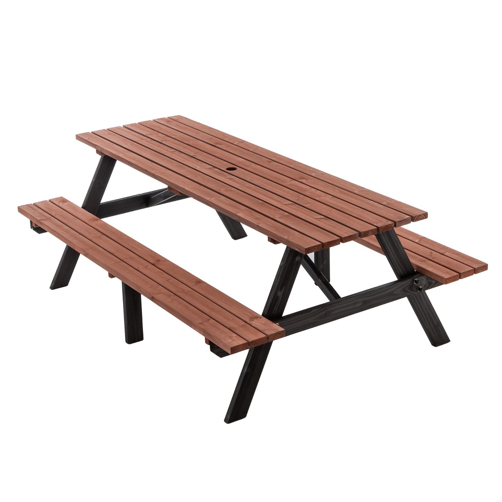 75″ Solid Wood Picnic Table Set, 2200lbs Heavy Duty Outdoor Patio Dining