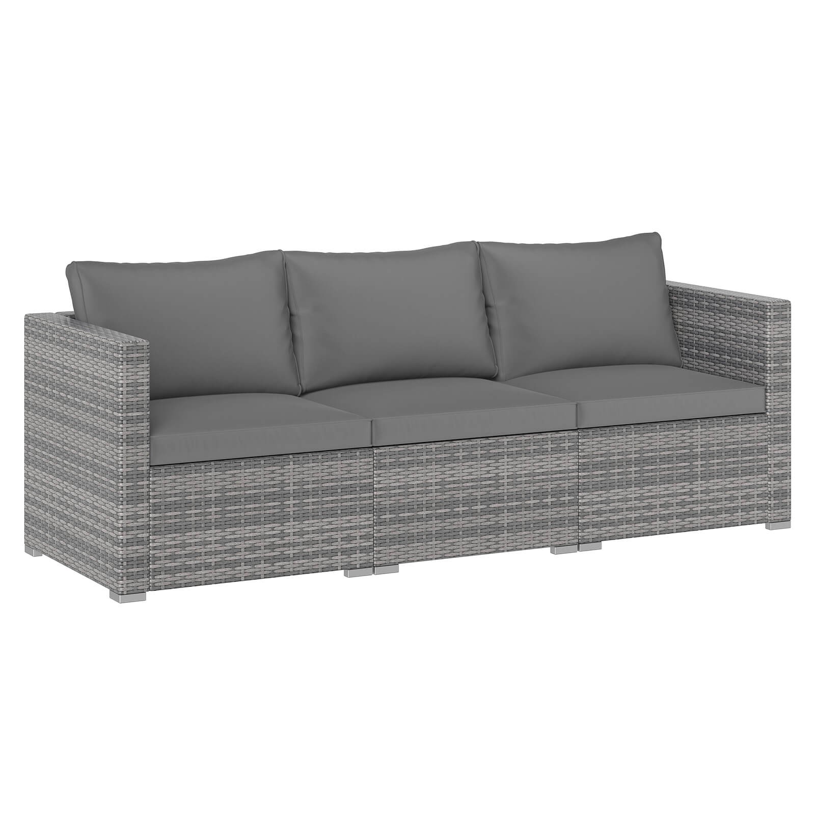 3PCS Patio Sectional Sofa Set, PE Rattan Modular Couch Furniture Set w/Cushions