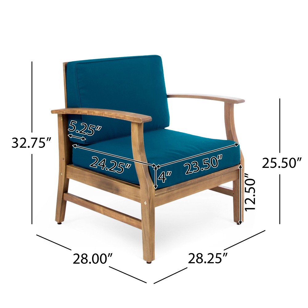 Acacia Wood Outdoor Indoor Club Chair 29″W – Slat Design Water-Resistant Classic