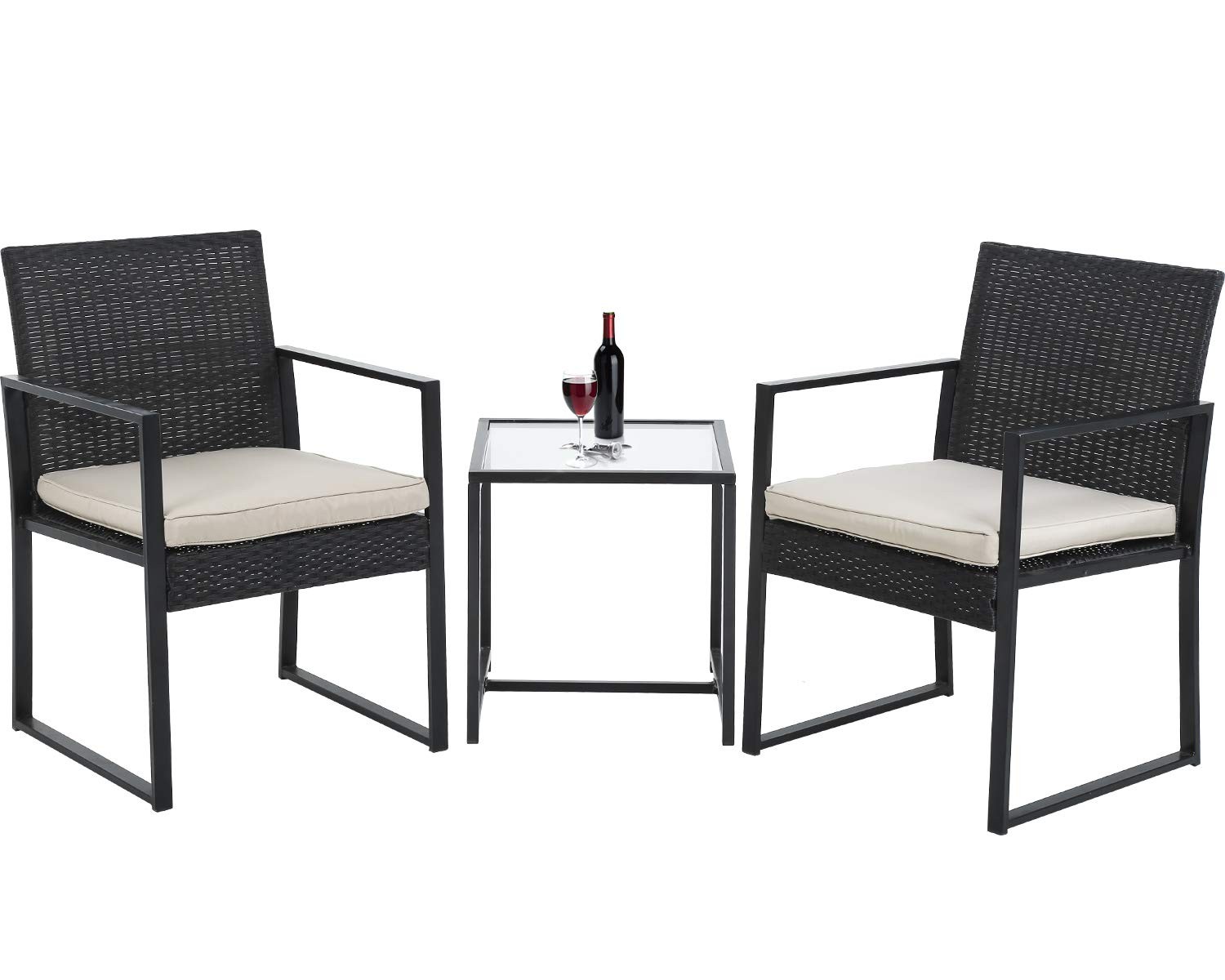 Fdw Outdoor Patio Furniture Set3 Pieces Wicker Modern Bistro Set Conversation