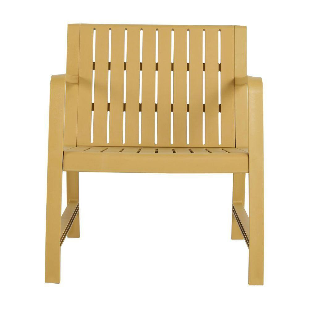 2-Pieces Yellow Plastic Outdoor Patio Conversation Set W/ 1 PP Waterproof Chair