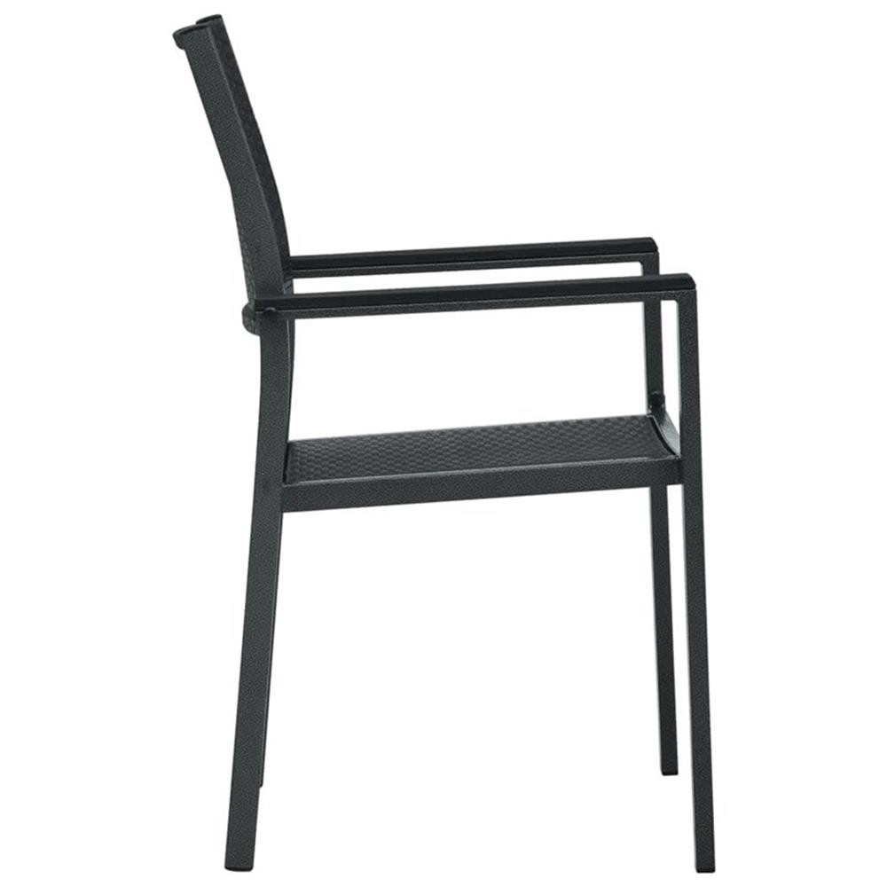Bowery Hill Contemporary Powder-Coated Steel Garden Dining Set in Black