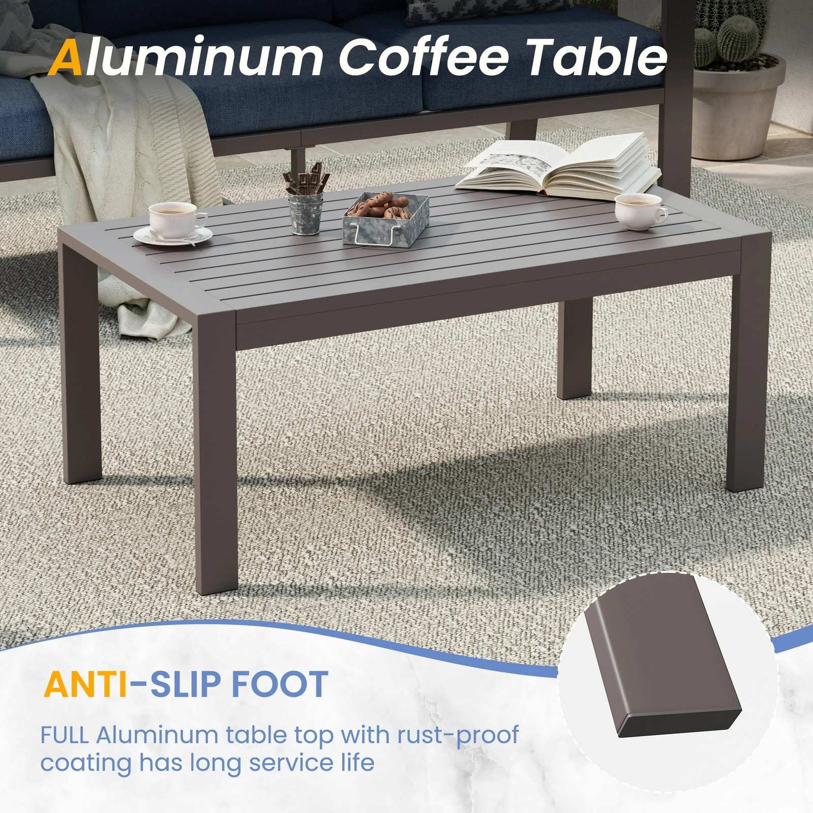 Aluminum Patio Furniture Set, Contemporary Outdoor Couch Set, Aluminum Patio Con