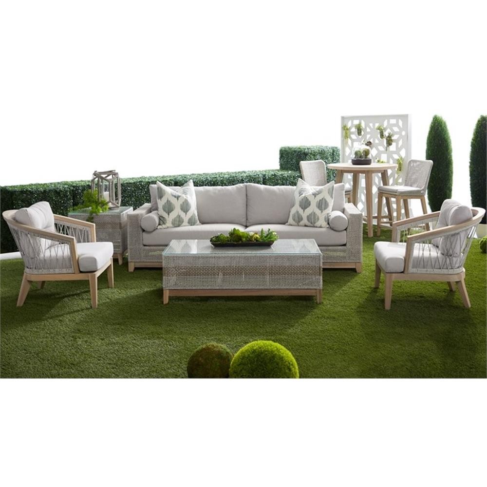 Maklaine Modern Transitional 90″ Fabric Outdoor Sofa in Gray