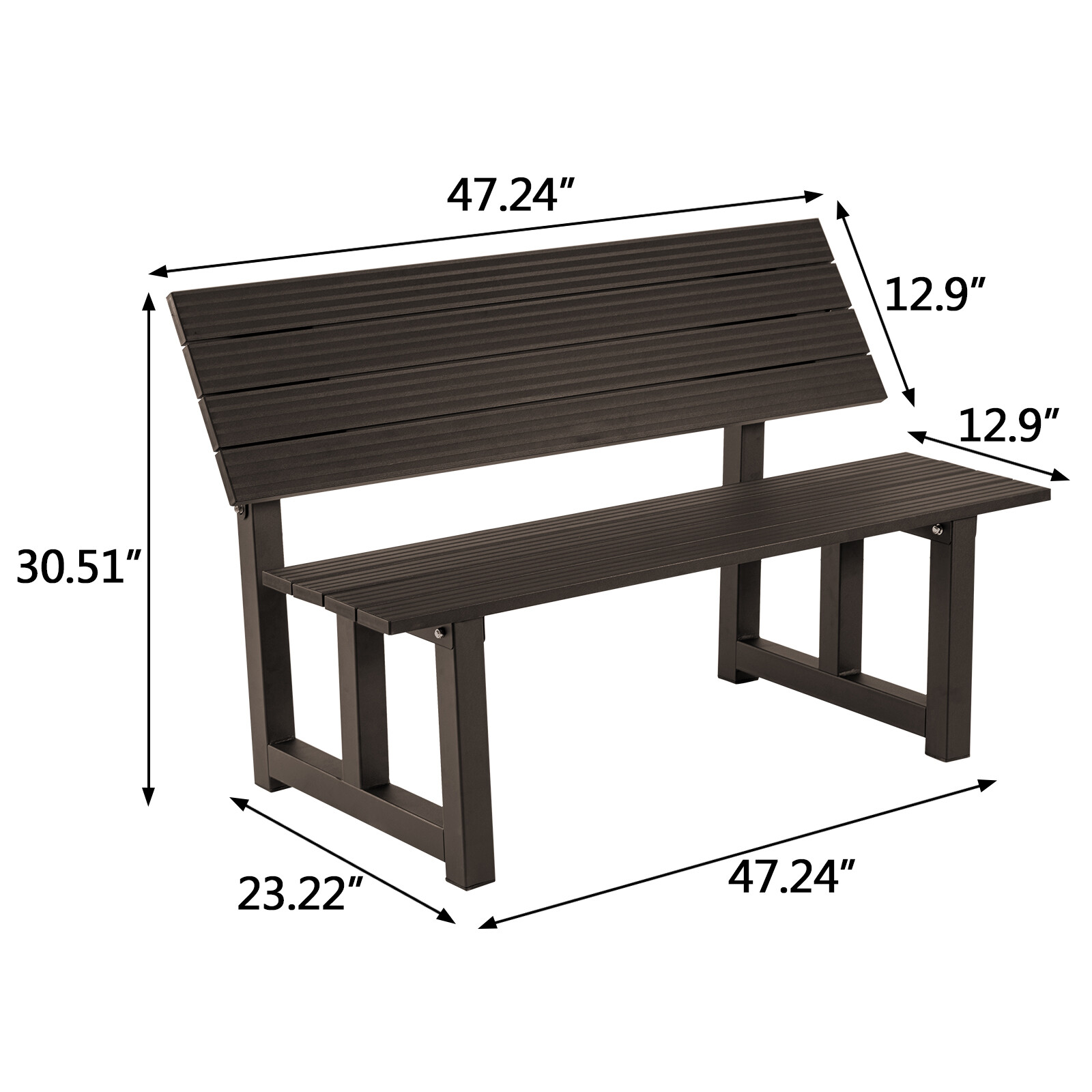TECSPACE Aluminum 2-colour All-in-one Table&Bench for Park Garden Patio Lounge