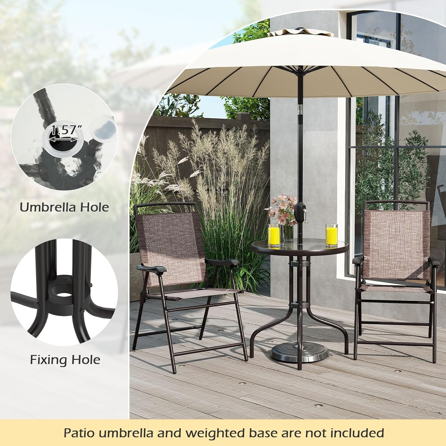 Bistro Table & Chairs Set of 2 Outdoor 3 Piece Patio Bistro Set W/ 1.57”