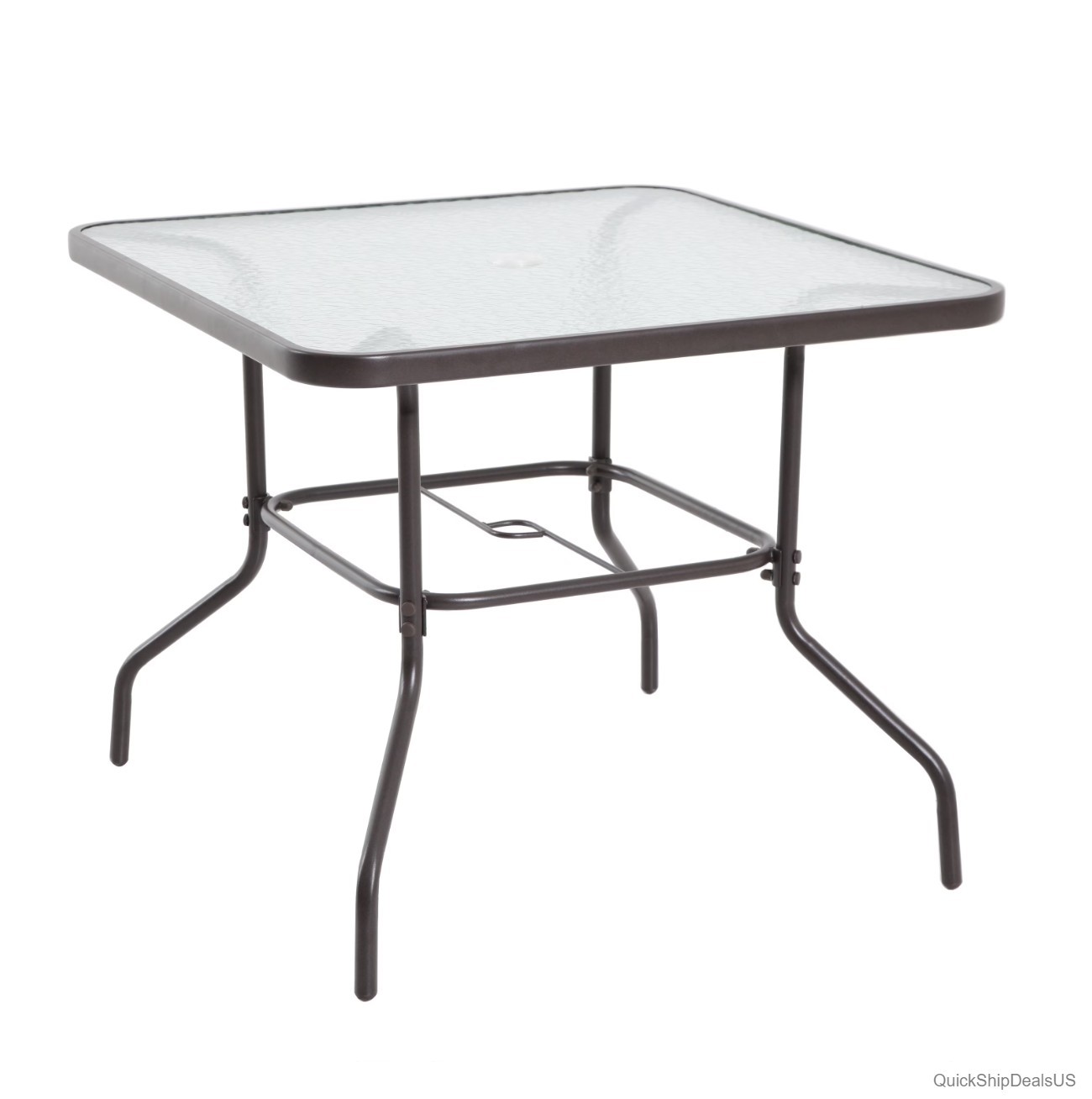 Patio Dining Set 6-Piece Steel Table 4 Chairs Umbrella Tan Outdoor