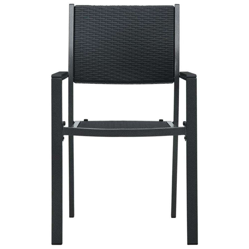 Bowery Hill Contemporary Powder-Coated Steel Garden Dining Set in Black