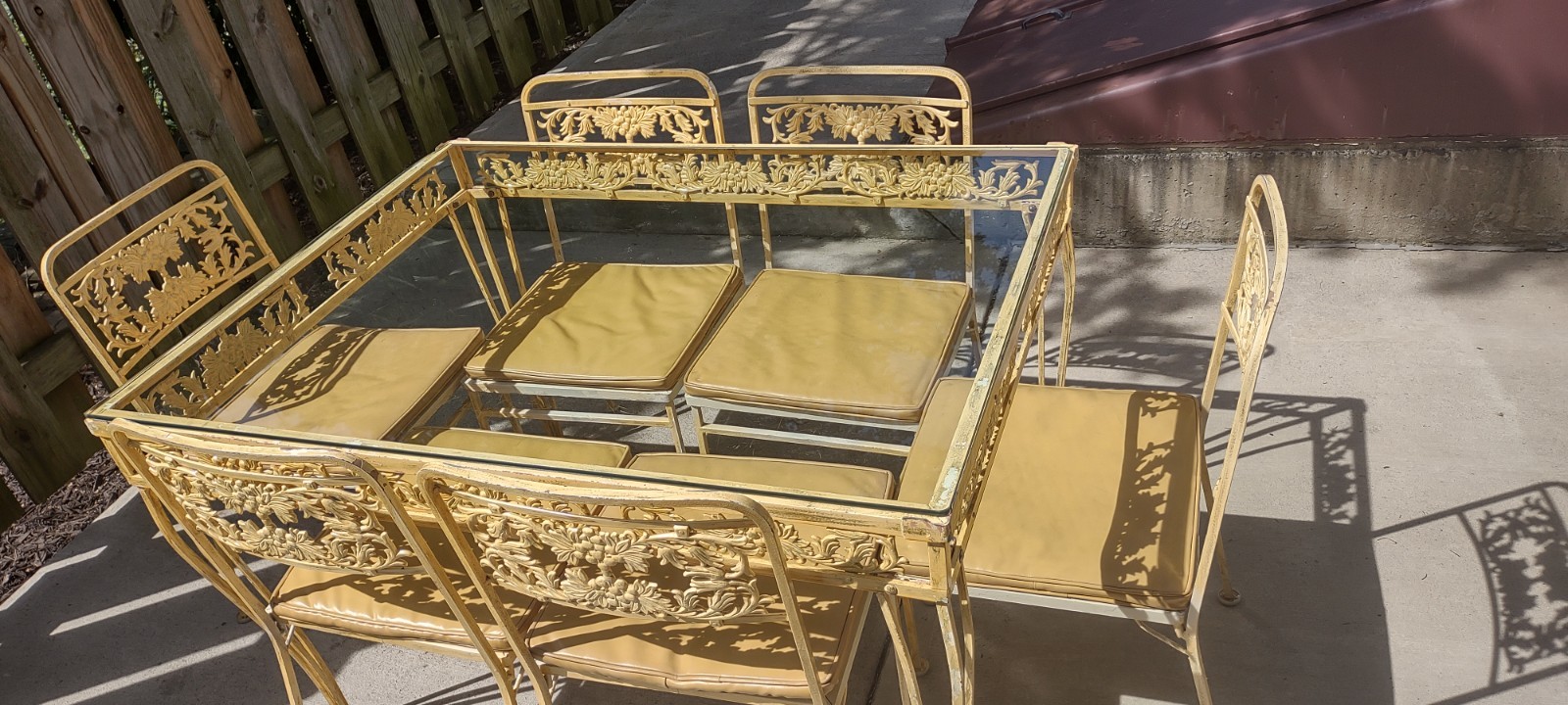 Vintage Victorian Grapevine Wrought Iron Dinning Room or Garden Patio Dining Set